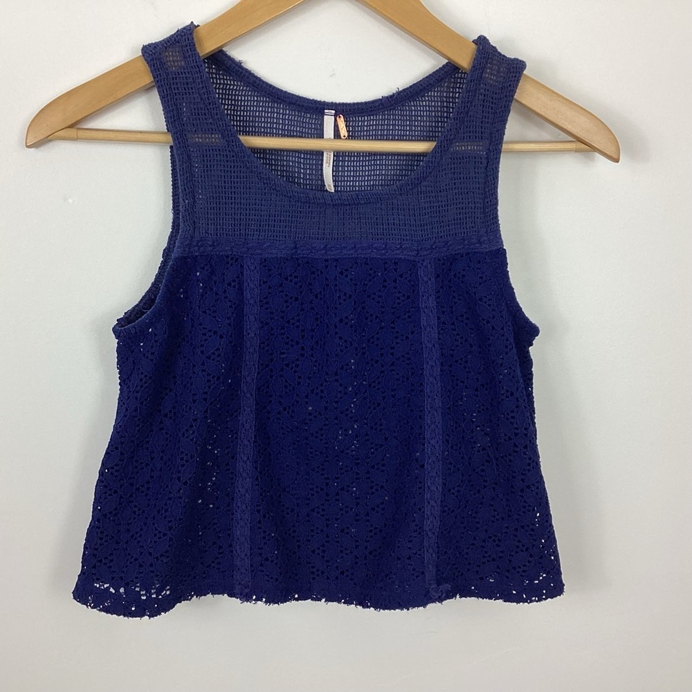 Free People Floral Lace Crochet Babydoll Tank Top Size XS
